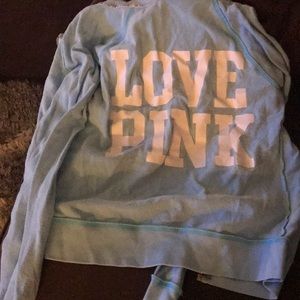 PINK baby blue hoodie and sweatpants size Large